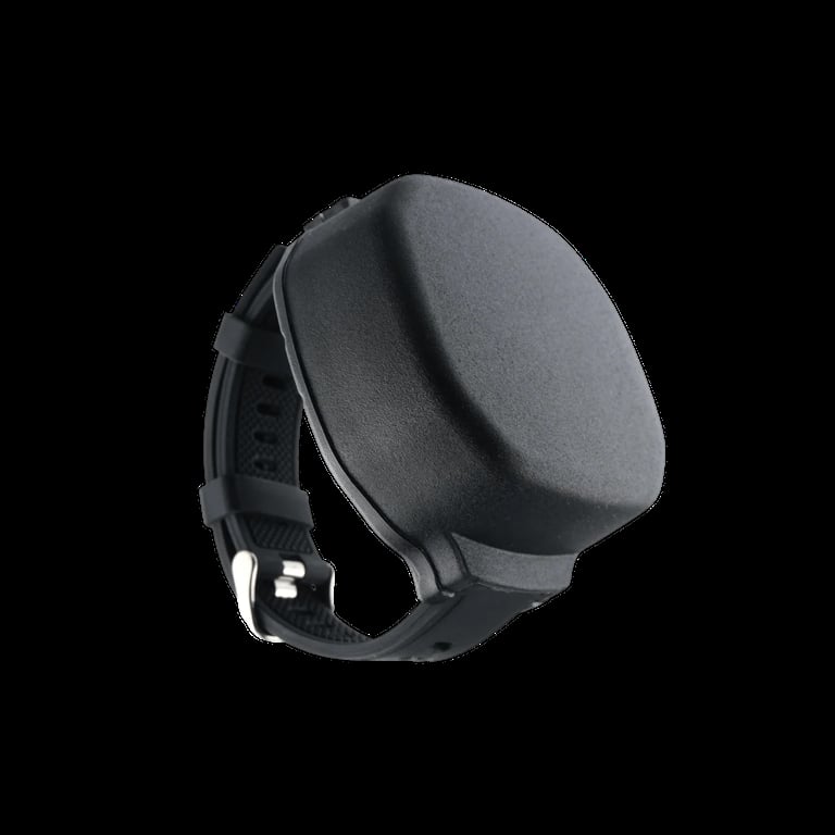 Black virtual reality headset with gray front panel and adjustable strap